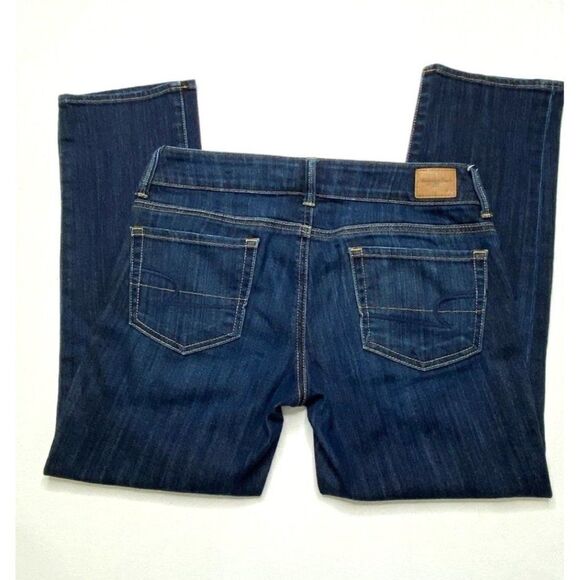 AMERICAN EAGLE AEO Artist Dark Wash Denim Cropped Jeans sz 4 - Picture 5 of 6